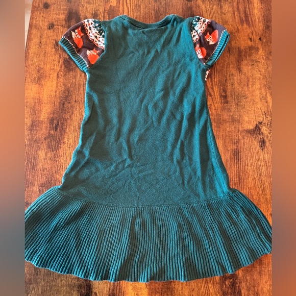 4T Forest Green Fair Isle Sweater Dress with Fox motif - Picture 2 of 4